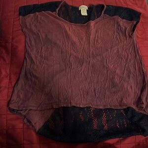 Maroon tunic top with lace back